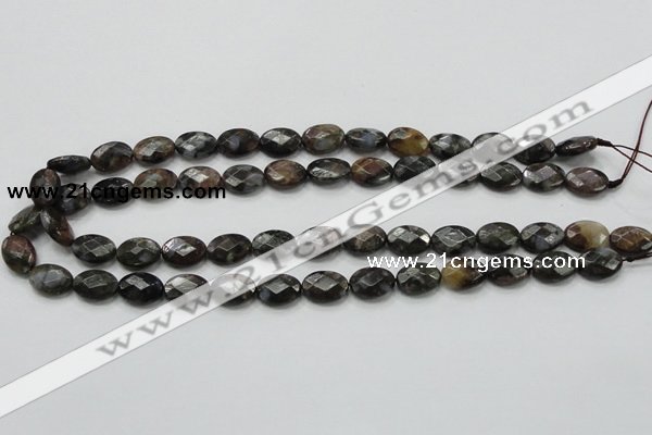 COP273 15.5 inches 10*14mm faceted oval natural grey opal gemstone beads