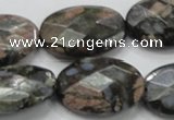 COP274 15.5 inches 20*30mm faceted oval natural grey opal gemstone beads