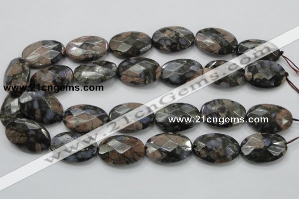 COP274 15.5 inches 20*30mm faceted oval natural grey opal gemstone beads