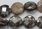 COP277 15.5 inches 20mm faceted round natural grey opal gemstone beads