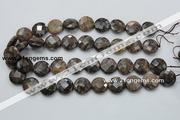 COP277 15.5 inches 20mm faceted round natural grey opal gemstone beads