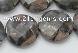 COP278 15.5 inches 25mm faceted round natural grey opal gemstone beads