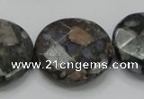 COP279 15.5 inches 30mm faceted round natural grey opal gemstone beads