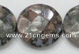 COP280 15.5 inches 35mm faceted round natural grey opal gemstone beads