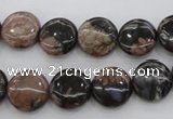 COP290 15.5 inches 12mm flat round natural grey opal beads