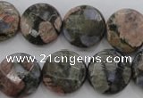 COP295 15.5 inches 16mm faceted coin natural grey opal beads