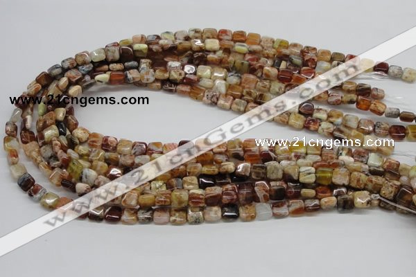 COP303 15.5 inches 8*8mm square brandy opal gemstone beads wholesale