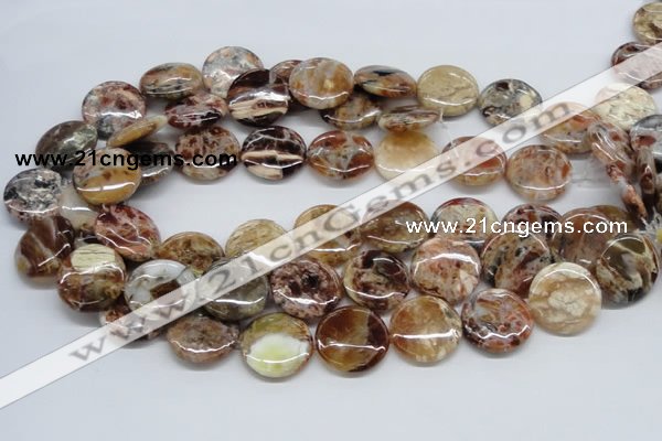 COP308 15.5 inches 22mm flat round brandy opal gemstone beads wholesale