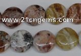 COP310 15.5 inches 15mm flat round brandy opal gemstone beads wholesale