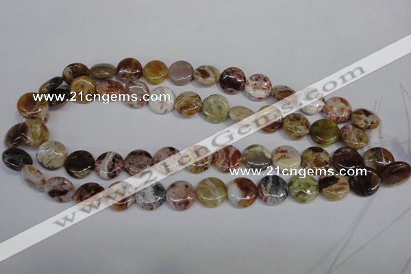 COP310 15.5 inches 15mm flat round brandy opal gemstone beads wholesale
