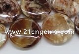 COP311 15.5 inches 20mm flat round brandy opal gemstone beads wholesale