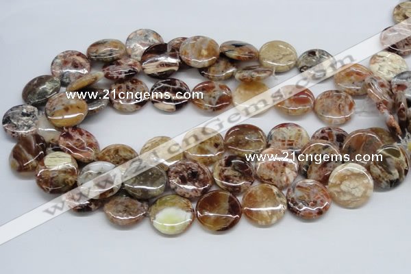 COP311 15.5 inches 20mm flat round brandy opal gemstone beads wholesale