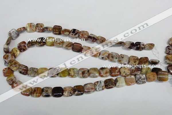 COP321 15.5 inches 12*12mm square brandy opal gemstone beads wholesale