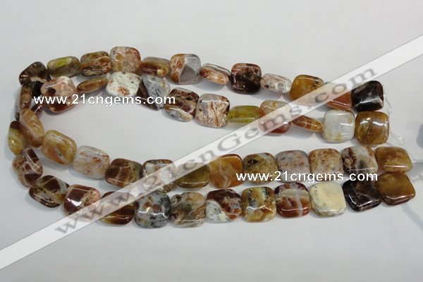 COP322 15.5 inches 16*16mm square brandy opal gemstone beads wholesale