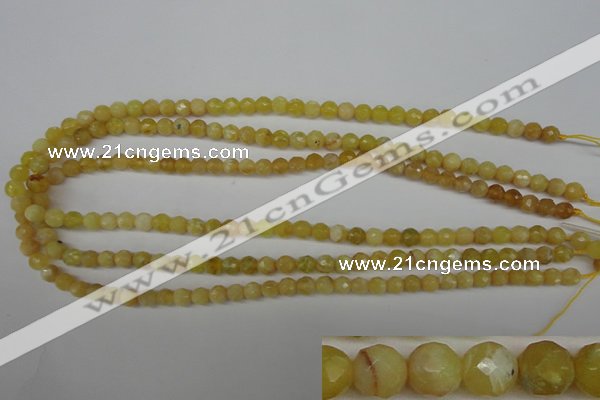 COP334 15.5 inches 6mm faceted round yellow opal gemstone beads