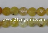 COP345 15.5 inches 10mm faceted coin yellow opal gemstone beads