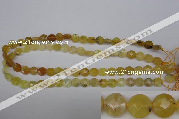 COP345 15.5 inches 10mm faceted coin yellow opal gemstone beads