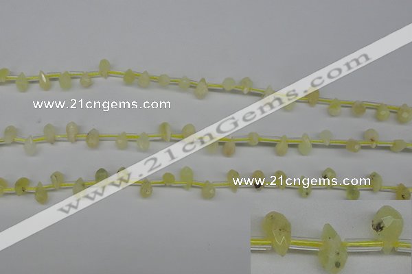 COP347 Top-drilled 6*9mm faceted teardrop yellow opal gemstone beads