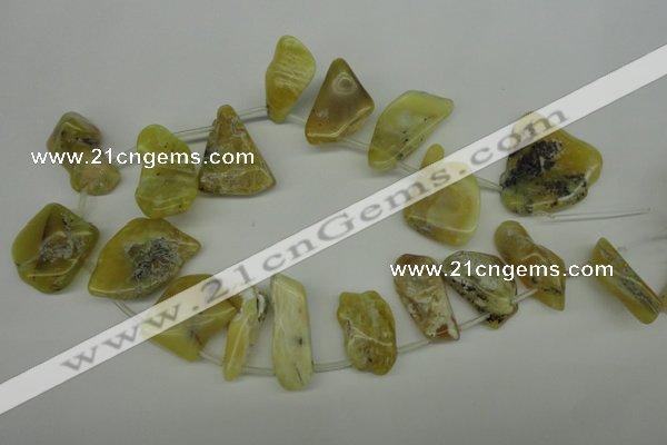 COP349 Top-drilled 12*22mm – 30*44mm freeform yellow opal gemstone beads