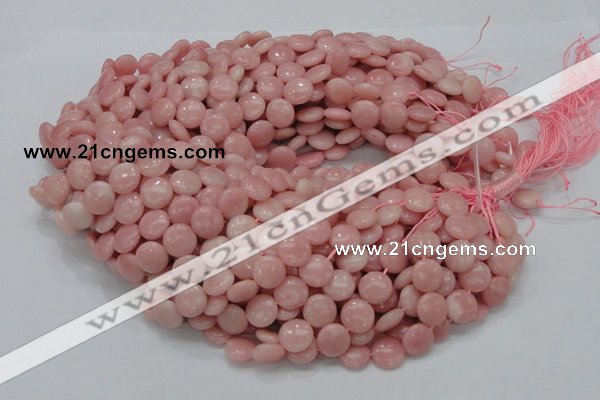 COP414 15.5 inches 12mm flat round Chinese pink opal gemstone beads