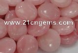 COP415 15.5 inches 15mm flat round Chinese pink opal gemstone beads