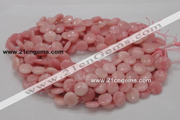 COP415 15.5 inches 15mm flat round Chinese pink opal gemstone beads