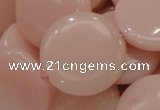 COP416 15.5 inches 28mm flat round Chinese pink opal gemstone beads