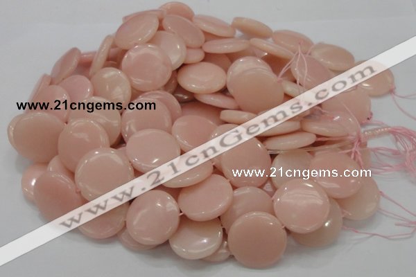 COP416 15.5 inches 28mm flat round Chinese pink opal gemstone beads