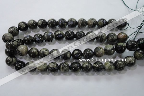 COP457 15.5 inches 16mm round natural grey opal gemstone beads