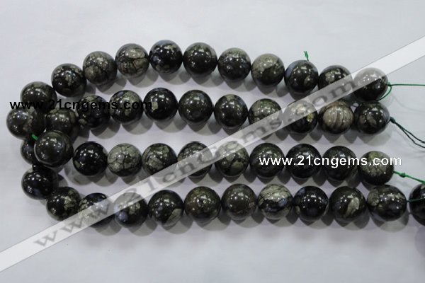 COP458 15.5 inches 18mm round natural grey opal gemstone beads