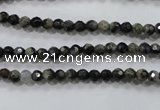 COP460 15.5 inches 4mm faceted round natural grey opal gemstone beads