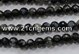 COP461 15.5 inches 6mm faceted round natural grey opal gemstone beads