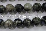 COP463 15.5 inches 10mm faceted round natural grey opal gemstone beads