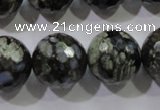 COP467 15.5 inches 18mm faceted round natural grey opal gemstone beads