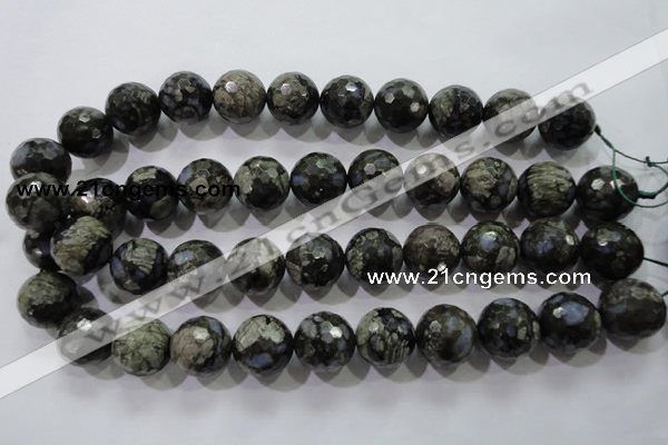 COP467 15.5 inches 18mm faceted round natural grey opal gemstone beads