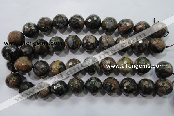 COP468 15.5 inches 20mm faceted round natural grey opal gemstone beads