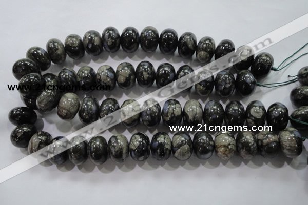 COP474 15.5 inches 15*20mm rondelle natural grey opal gemstone beads