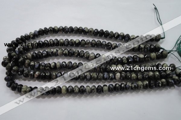 COP475 15.5 inches 6*10mm faceted rondelle natural grey opal beads