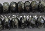 COP477 15.5 inches 10*16mm faceted rondelle natural grey opal beads