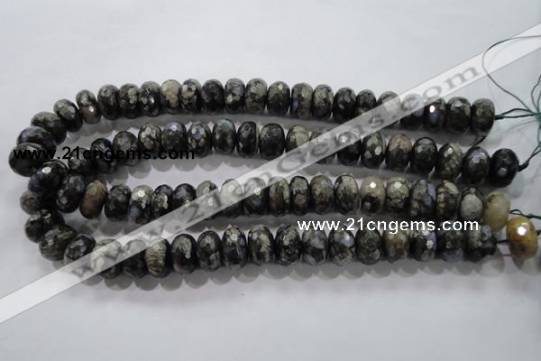 COP477 15.5 inches 10*16mm faceted rondelle natural grey opal beads