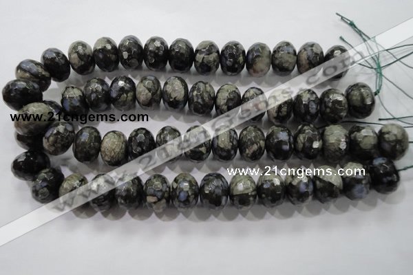 COP479 15.5 inches 15*20mm faceted rondelle natural grey opal beads