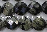 COP482 15.5 inches 15mm faceted coin natural grey opal beads