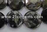 COP483 15.5 inches 20mm faceted coin natural grey opal beads