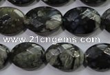 COP487 15.5 inches 13*18mm faceted oval natural grey opal beads