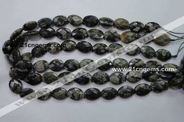 COP487 15.5 inches 13*18mm faceted oval natural grey opal beads