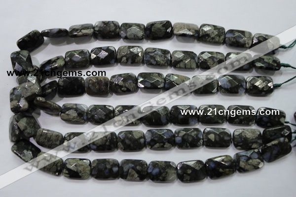 COP490 15.5 inches 13*18mm faceted rectangle natural grey opal beads