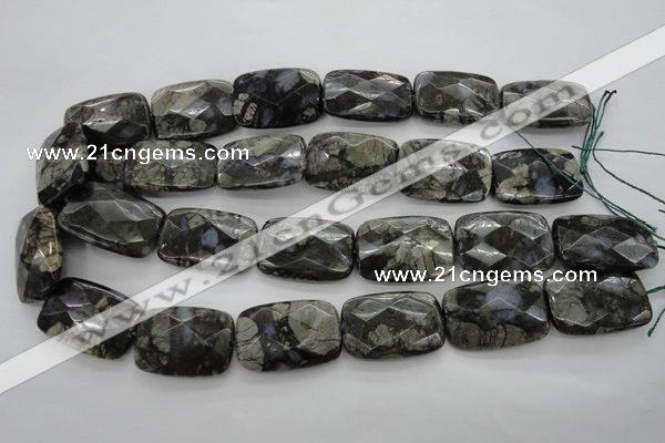 COP491 15.5 inches 20*30mm faceted rectangle natural grey opal beads