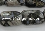 COP492 18*25mm faceted & twisted rectangle natural grey opal beads