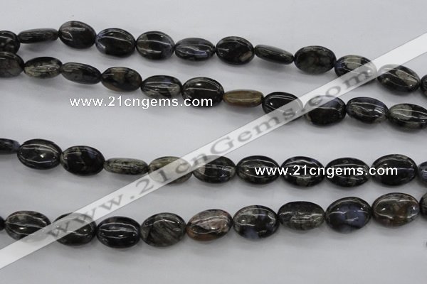 COP496 15.5 inches 10*14mm oval natural grey opal gemstone beads