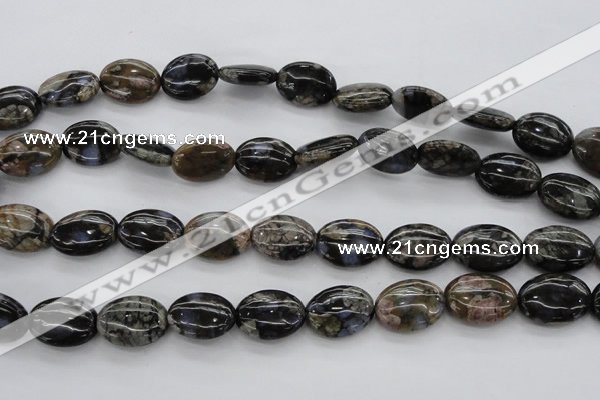 COP497 15.5 inches 12*16mm oval natural grey opal gemstone beads